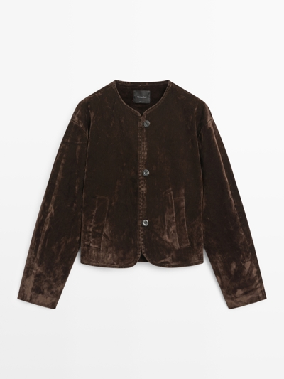 Massimo Dutti Короткая джинсовая куртка с флоковым покрытием