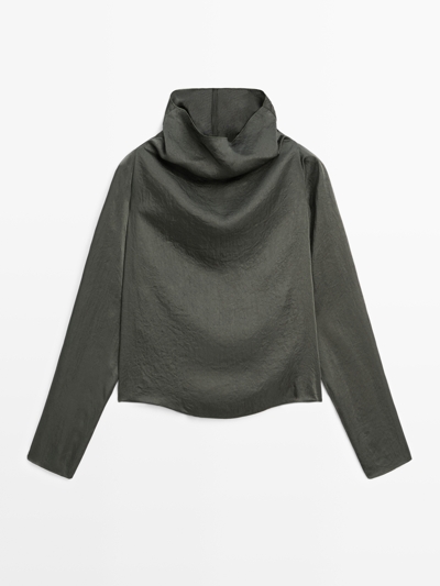 Massimo Dutti Потрясающая короткая блуза из атласа - STUDIO купить с доставкой.