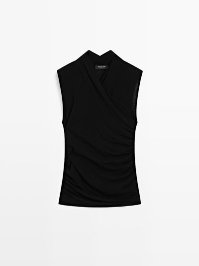 Massimo Dutti Рукава без рукавов драпируют топ