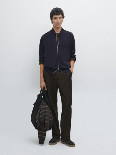 Massimo Dutti Кардиган с молнией из 100% мериносовой шерсти купить с доставкой.