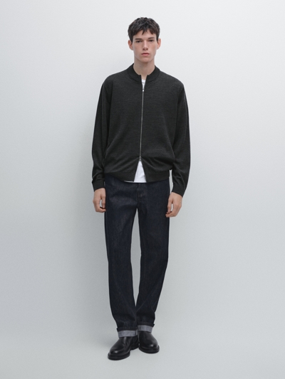 Massimo Dutti Кардиган с молнией из 100% мериносовой шерсти купить с доставкой.