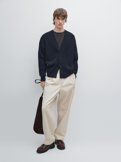 Massimo Dutti Кардиган из шерстяно-хлопковой смеси с V-образным вырезом купить с доставкой.