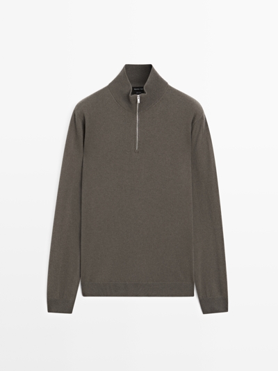 Massimo Dutti Вязаный джемпер с мокрым воротником и молнией