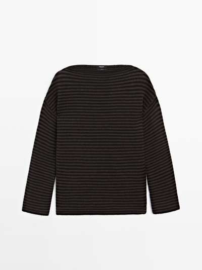 Massimo Dutti Свитер с полосатым узором из 100% шерсти