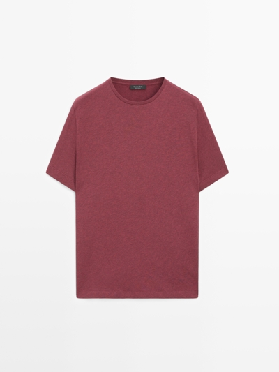 Massimo Dutti Легкая футболка из меланжевого хлопка с короткими рукавами купить с доставкой.