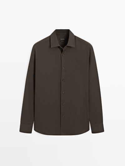 Massimo Dutti Рубашка из твила с классическим кроем