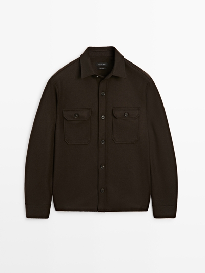 Massimo Dutti Рубашка-овершит из шерсти с карманами купить с доставкой.