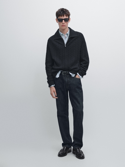 Massimo Dutti Кардиган с молнией из 100% шерсти в косуху