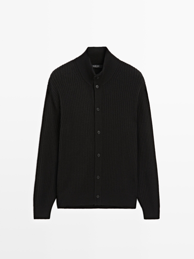 Massimo Dutti Кардиган из смесовой хлопковой пряжи с воротником-хомутом