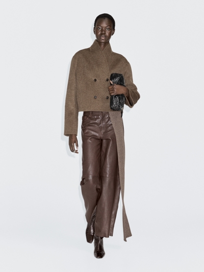 Massimo Dutti Короткий пиджак из шерстяной смеси с двубортной застежкой