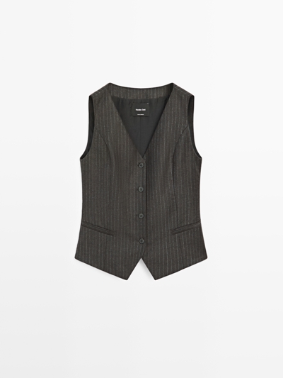 Massimo Dutti Жилет в полоску из 100% шерсти купить с доставкой.