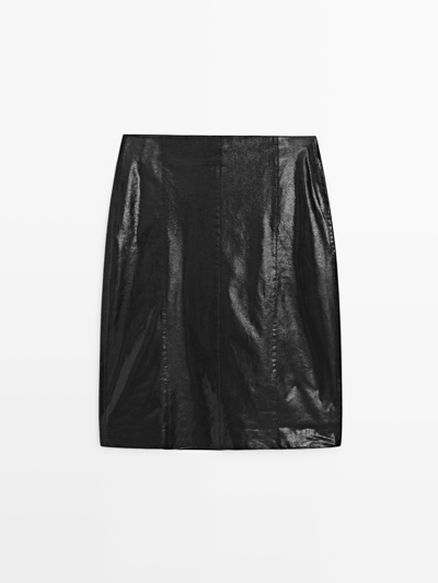 Massimo Dutti Мини-юбка из кожи с животным принтом купить с доставкой.
