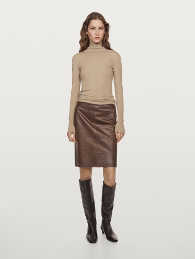Massimo Dutti Юбка короткая из искусственной кожи с эффектом крокодиловой кожи купить с доставкой.