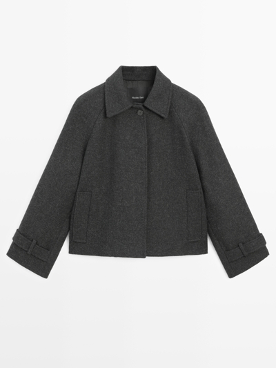 Massimo Dutti Пальто с коротким рукавом реглан из шерстяной смеси