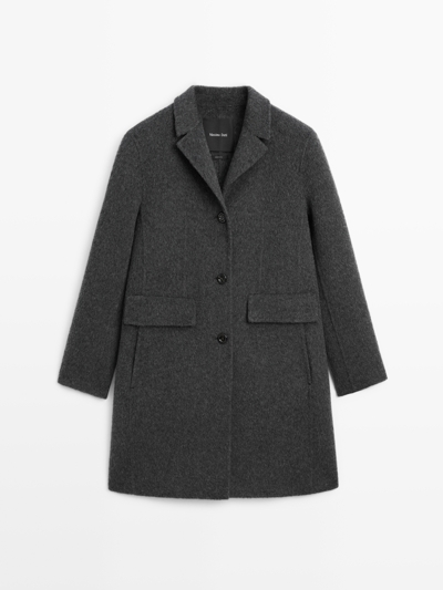 Massimo Dutti Пальто средней длины из шерстяно-синтетической смеси с лацканами
