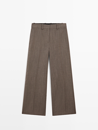 Massimo Dutti Брюки прямого кроя из шерстяного гардеробного хлопка 100%