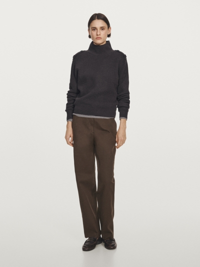 Massimo Dutti Брюки прямого кроя из хлопково-шерстяной смеси купить с доставкой.