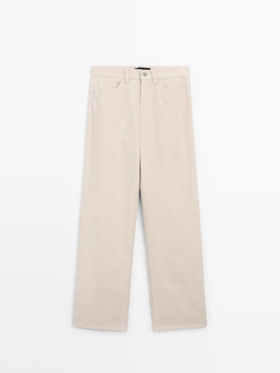 Брюки из вельвета с высокой посадкой и прямыми брючинами- Заказать в России