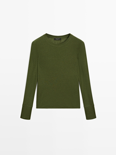 Massimo Dutti Футболка с длинным рукавом и манжетами из ребристого материала купить с доставкой.