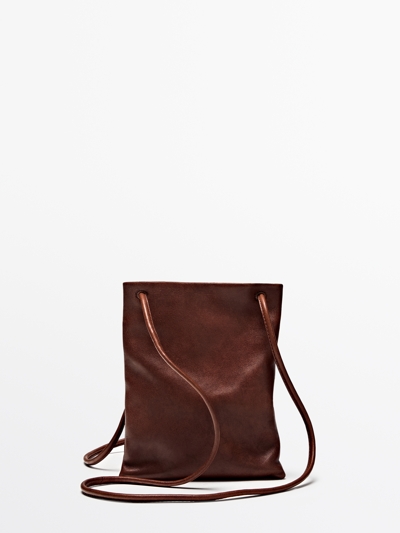 Massimo Dutti Кроссбоди сумка из натуральной кожи наппа купить с доставкой.