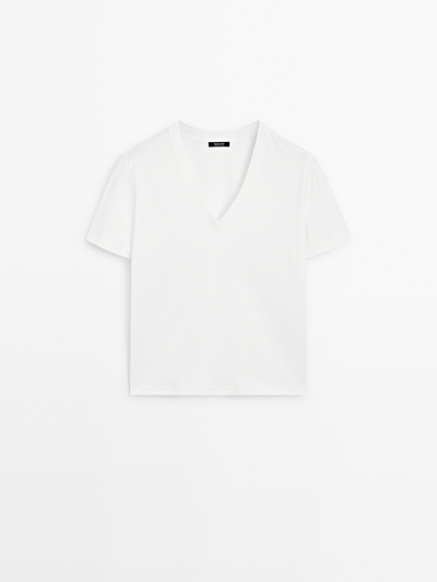 Massimo Dutti Футболка с коротким рукавом из 100% хлопка купить с доставкой.
