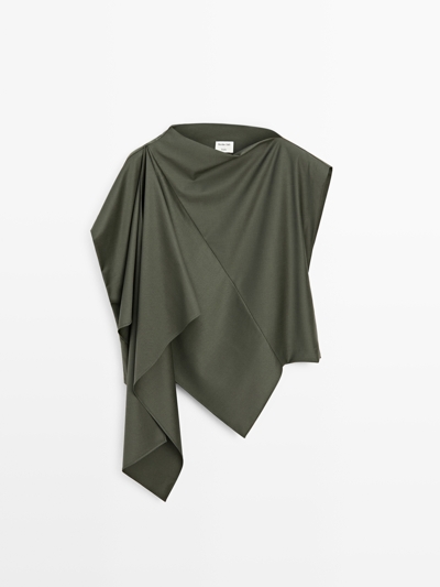 Massimo Dutti Блузка из шерстяной смеси с асимметрией - STUDIO купить с доставкой.