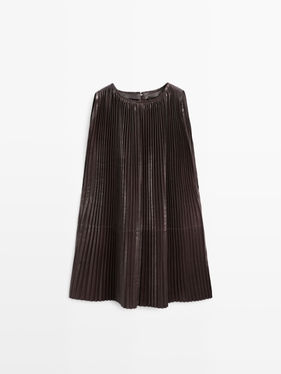 Massimo Dutti Топ из длинной складки из натуральной кожи - LIMITED