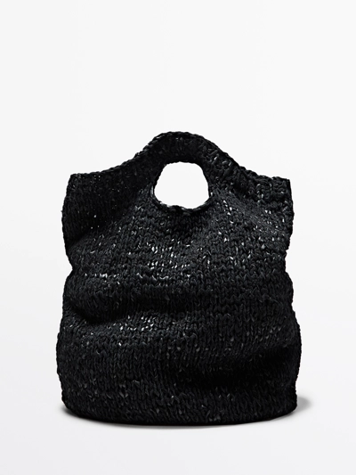 Большая сумка из кожи и вязаного крючком - LIMITED- Заказать в России