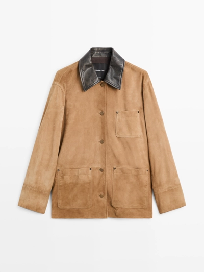 Замшевая куртка с деталями на воротнике- Заказать в России