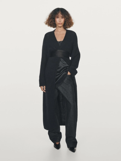 Длинный вязанный кардиган из альпаки- Заказать в России