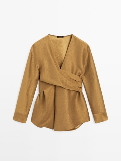 Massimo Dutti Рубашка с поясом и широкими рукавами