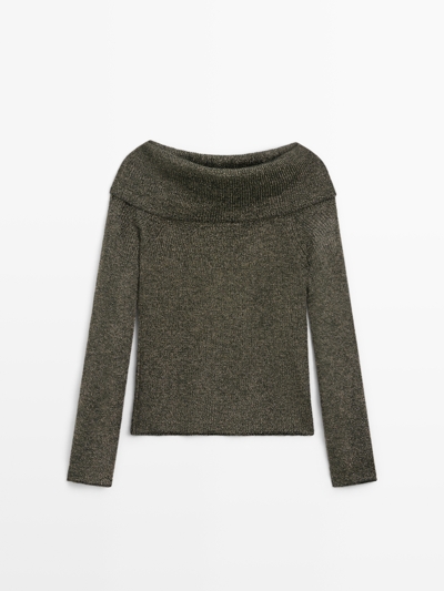 Massimo Dutti Вязанный свитер с металлическим оттенком на плече купить с доставкой.