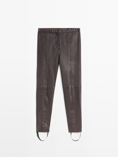 Massimo Dutti Кожаные леггинсы из овечьей кожи с деталями на резинке купить с доставкой.