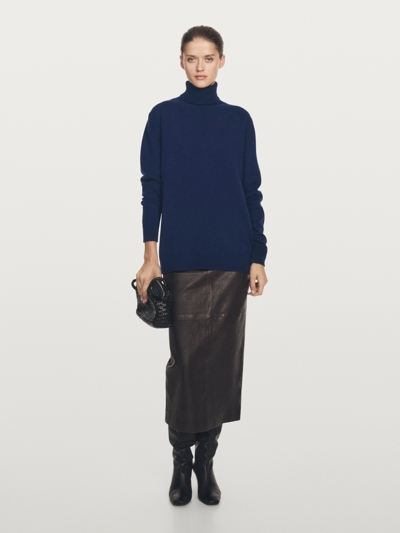 Massimo Dutti Длинный вязаный свитер с воротником-хомутом