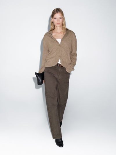 Massimo Dutti Кардиган с высоким воротником из 100% шерсти