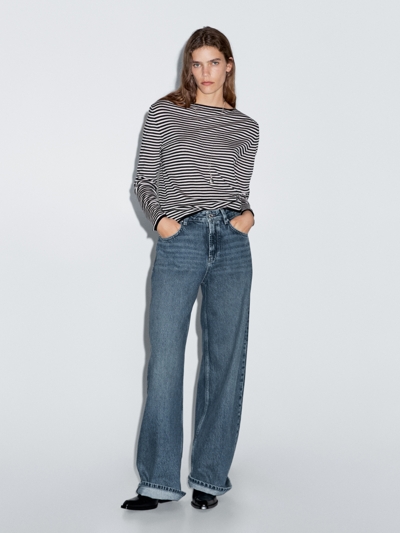 Massimo Dutti Вязанный свитер с длинным рукавом в полоску