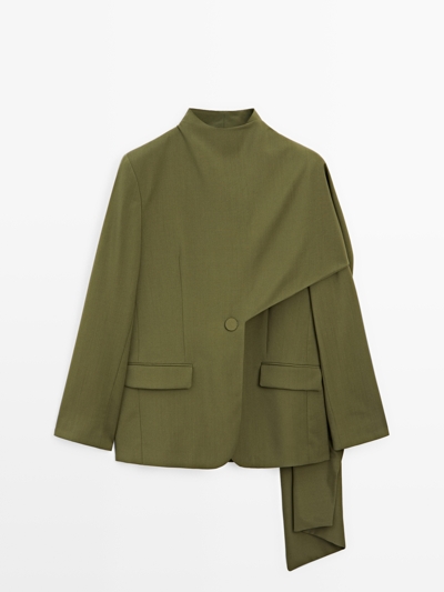 Massimo Dutti Пиджак с шарфом из 100% шерсти - STUDIO купить с доставкой.