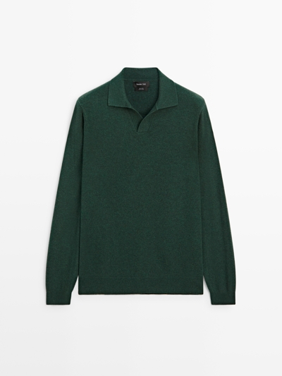 Massimo Dutti Водолазка-поло из 100% шерсти с V-образным вырезом