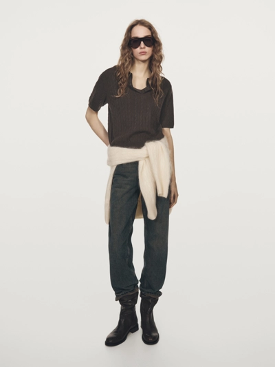 Поло с короткими рукавами косой вязки- Заказать в России