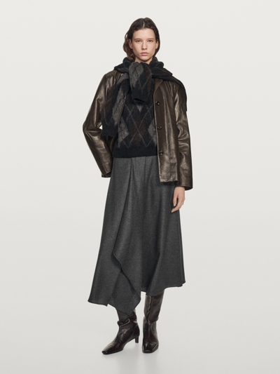 Massimo Dutti Юбка-солнце из шерстяной смеси с защипами