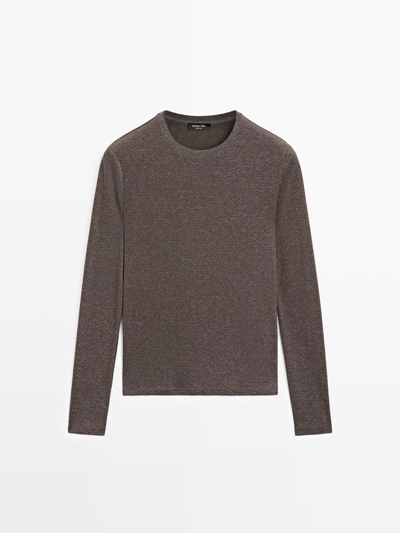 Massimo Dutti Футболка с длинным рукавом и металлическим оттенком