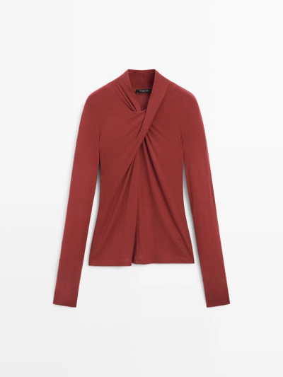 Топ из лиоцелла и шерсти с перекрестным лифом- Заказать в России