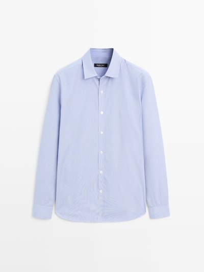 Massimo Dutti Рубашка из поплина в полоску с регулярной посадкой