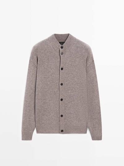 Кардиган с высоким воротником из шерсти- Заказать в России