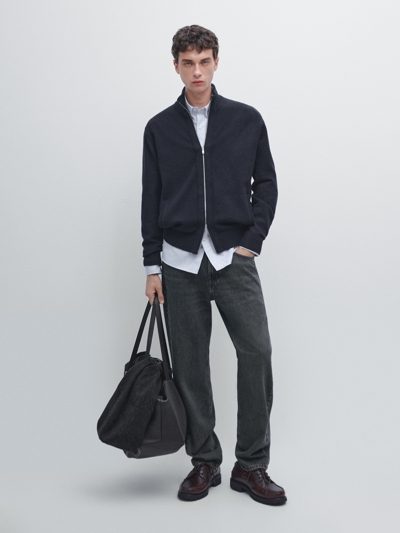 Massimo Dutti Кардиган из шерстяной смеси с деталями на молнии