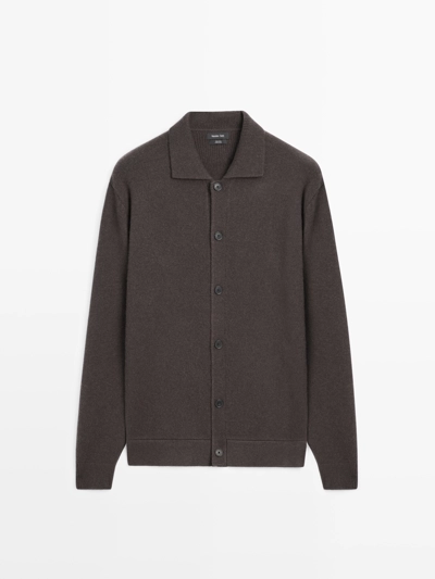 Кардиган из 100% шерсти с воротником-поло- Заказать в России