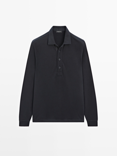 Massimo Dutti Поло с длинным рукавом с текстурой