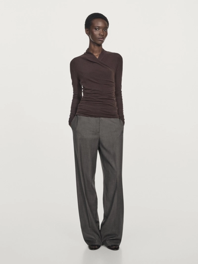 Футболка с длинным рукавом и драпировкой- Заказать в России