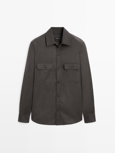 Massimo Dutti Рубашка-косоворотка REGULAR FIT из 100% шерсти купить с доставкой.