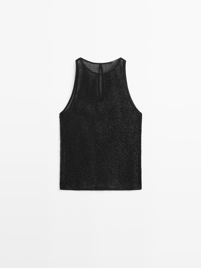 Massimo Dutti Топ из полупрозрачной ткани с бисером